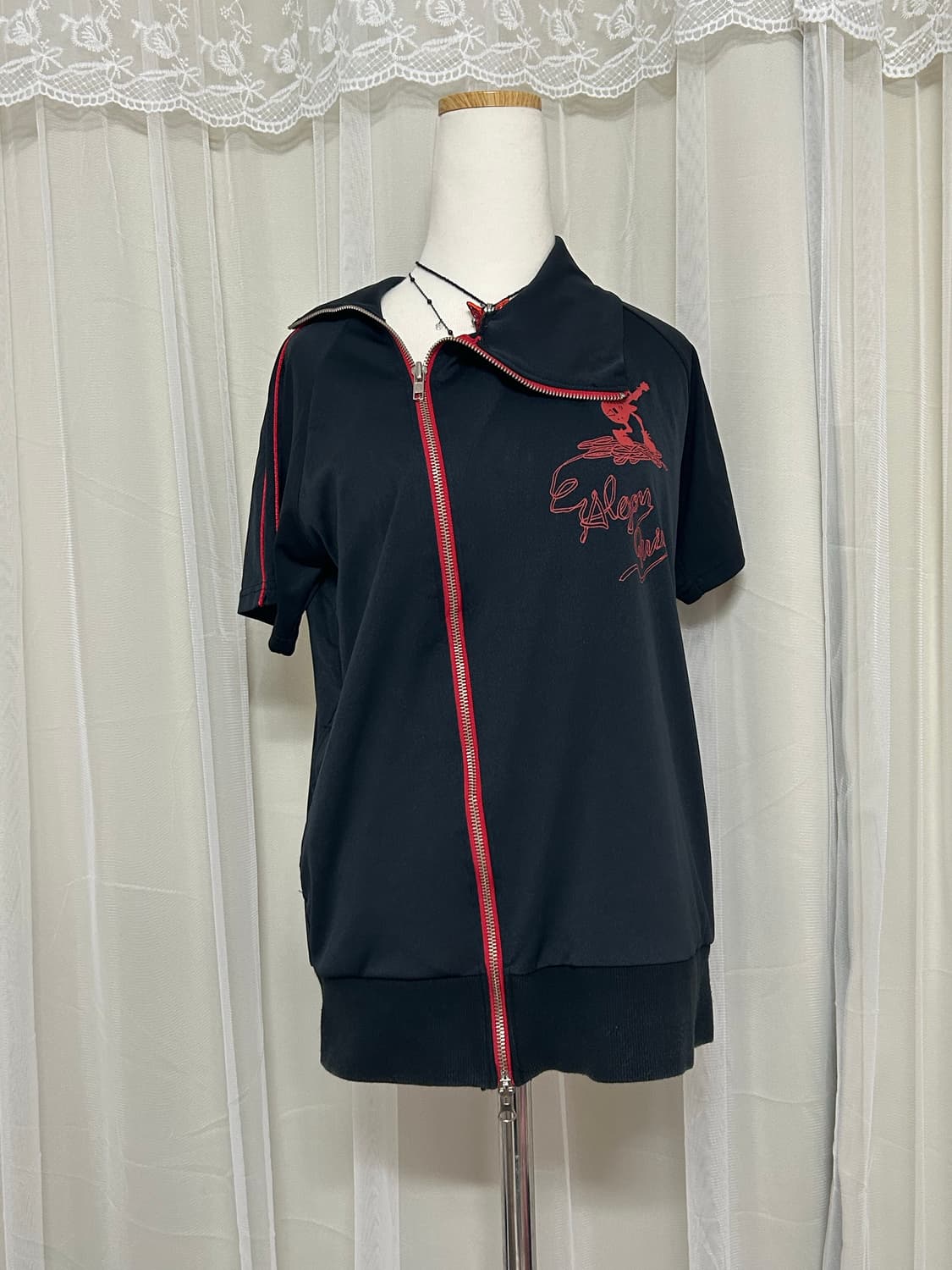 알곤퀸즈 해골토끼 사선하이넥 반팔 집업자켓 펑크 상품이미지1