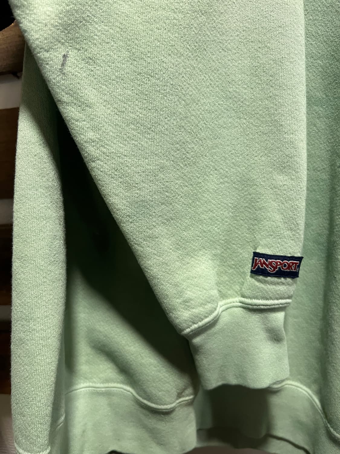 [M]90's Jansport USA 그린 가먼트다잉 스웻셔츠 상품이미지4