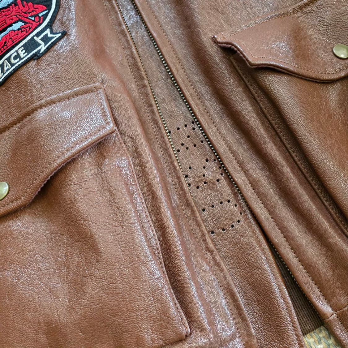 PALACE 팔라스 최상급 G1 무통 염소가죽 플라이트 자켓 아메카지 밀 상품이미지7