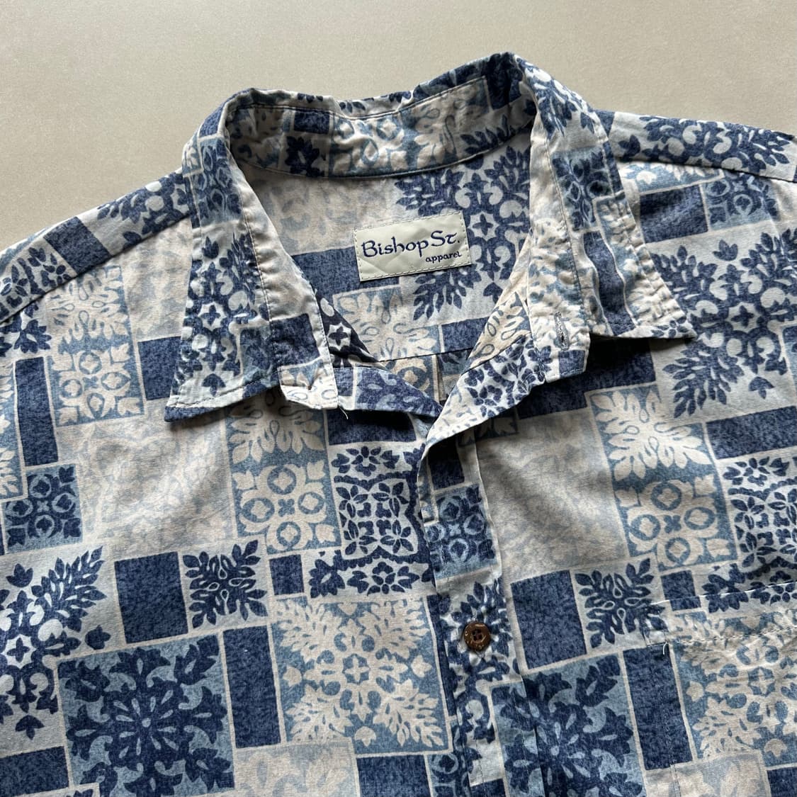 [2XL]USA 미제 오리지널 인디고 하와이안 셔츠 상품이미지6