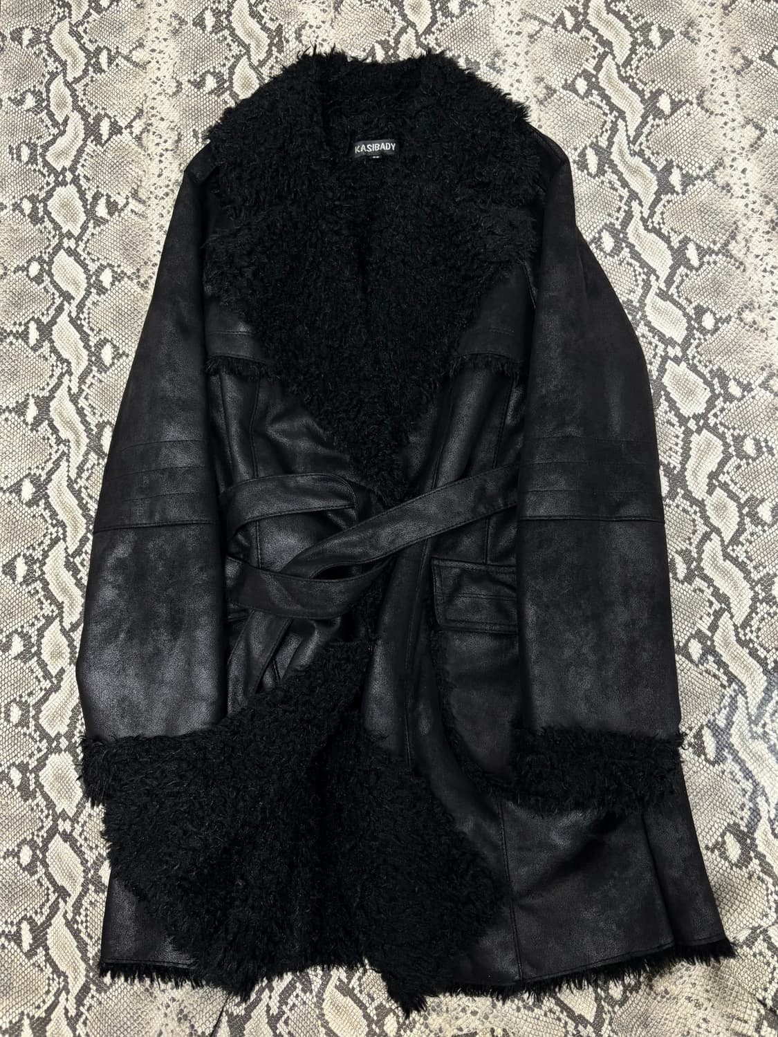 Black Fur Trimming Chic Long Jacket 상품이미지1