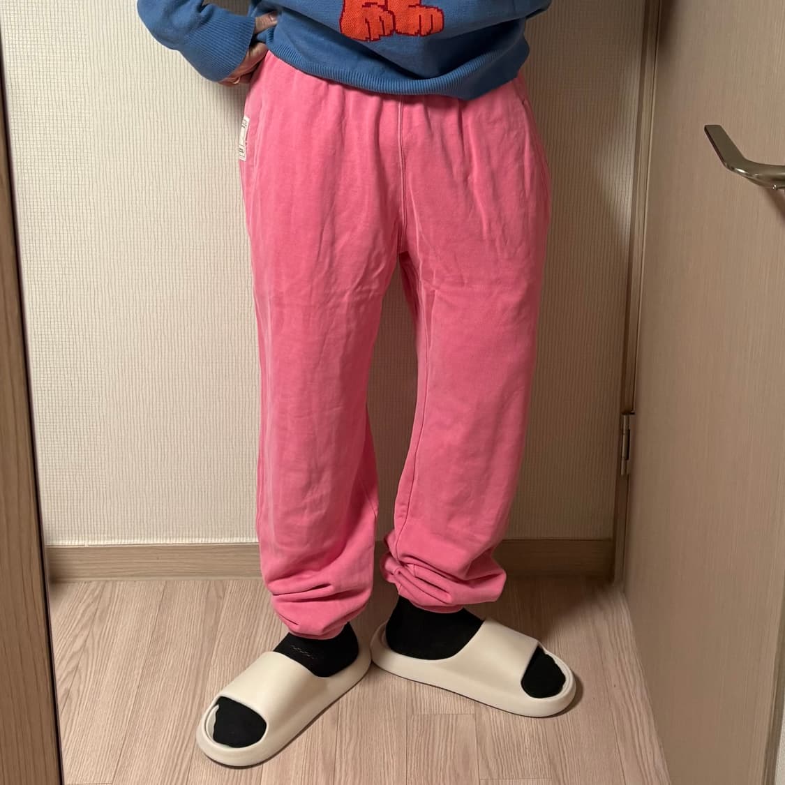 정품 인스턴트펑크 피그먼트 핑크 와이드 스웻 조거팬츠 밴딩 바지 상품이미지1