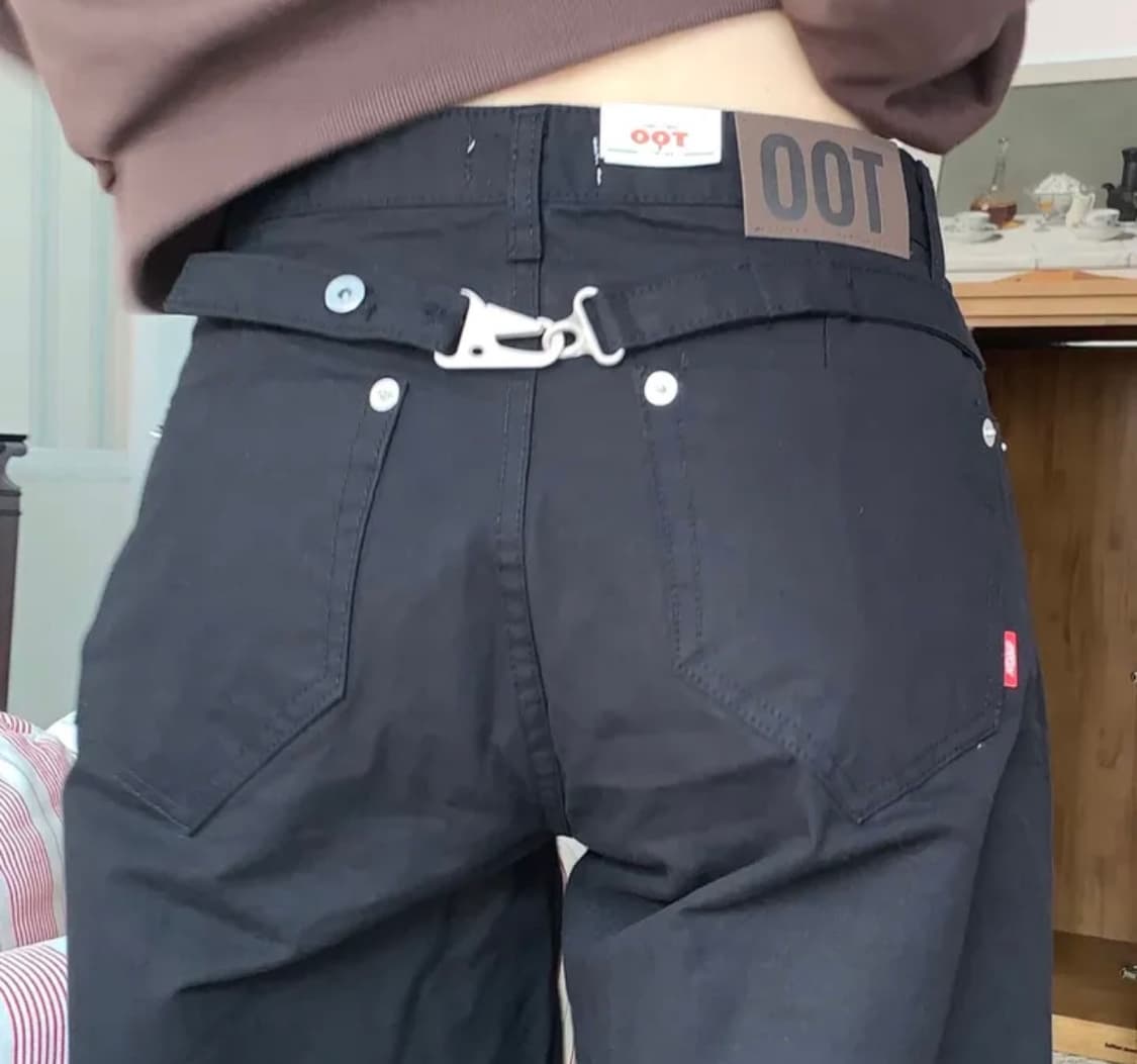 ootj 후크 포인트 버클 와이드 코튼 로우라이즈 팬츠 상품이미지1