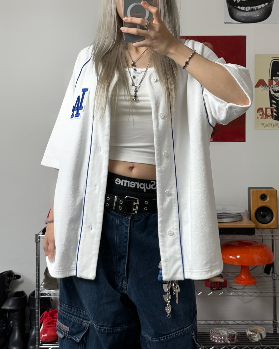 MLB 00s LA 다저스 타월 베이스볼 화이트 저지 상품이미지2