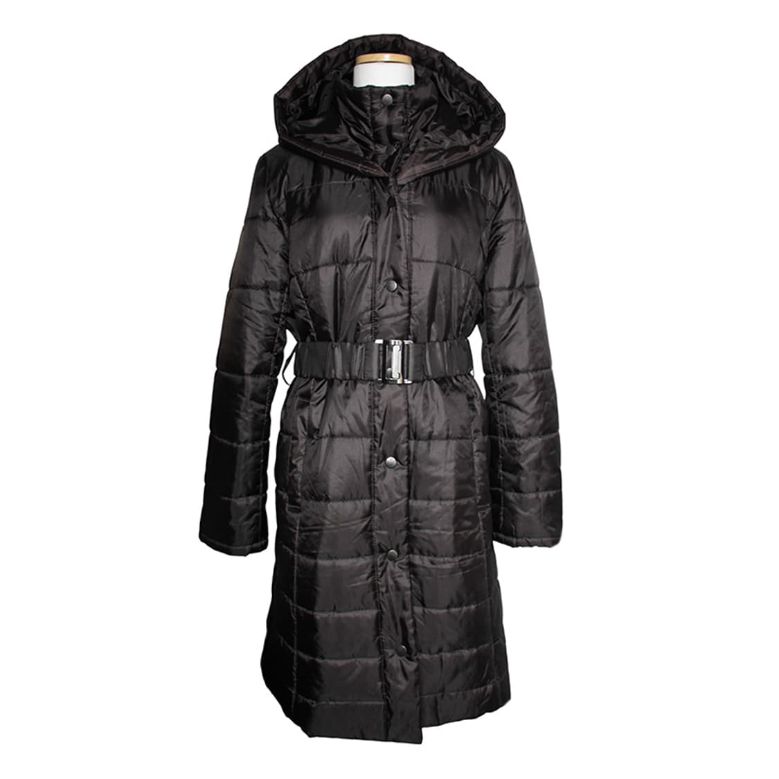 스페치오 블랙 후드 벨티드 롱패딩 코트 44 상품이미지1