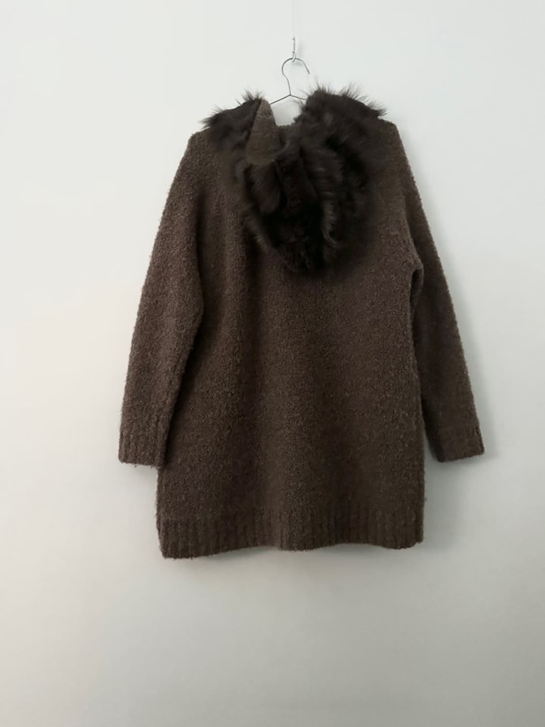 Front fur mix hoody cardigan / brown 상품이미지9