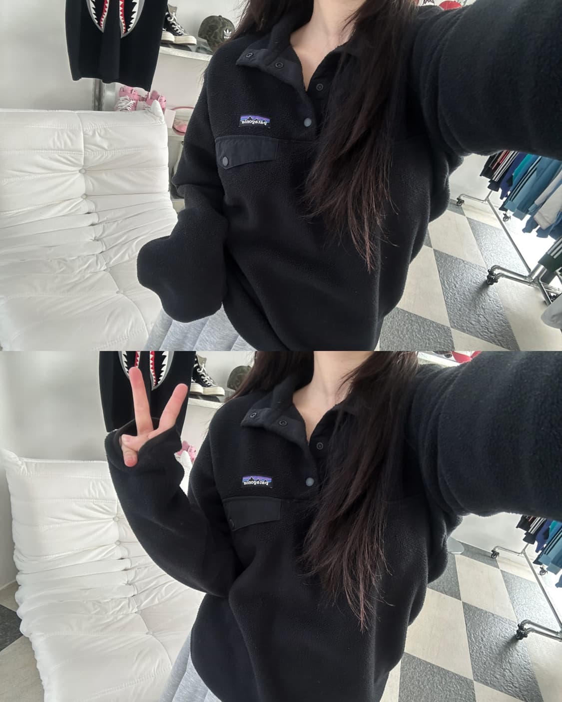 파타고니아 신칠라 올블랙 스냅 플리스 상품이미지4