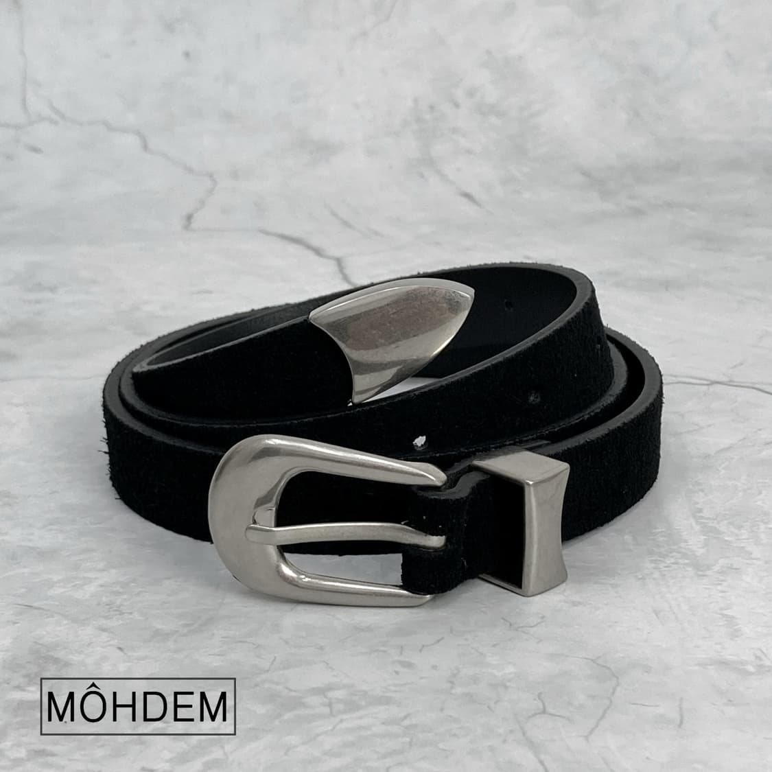 [Unisex] 웨스턴 카푸치노 스웨이드 벨트 블랙 상품이미지7