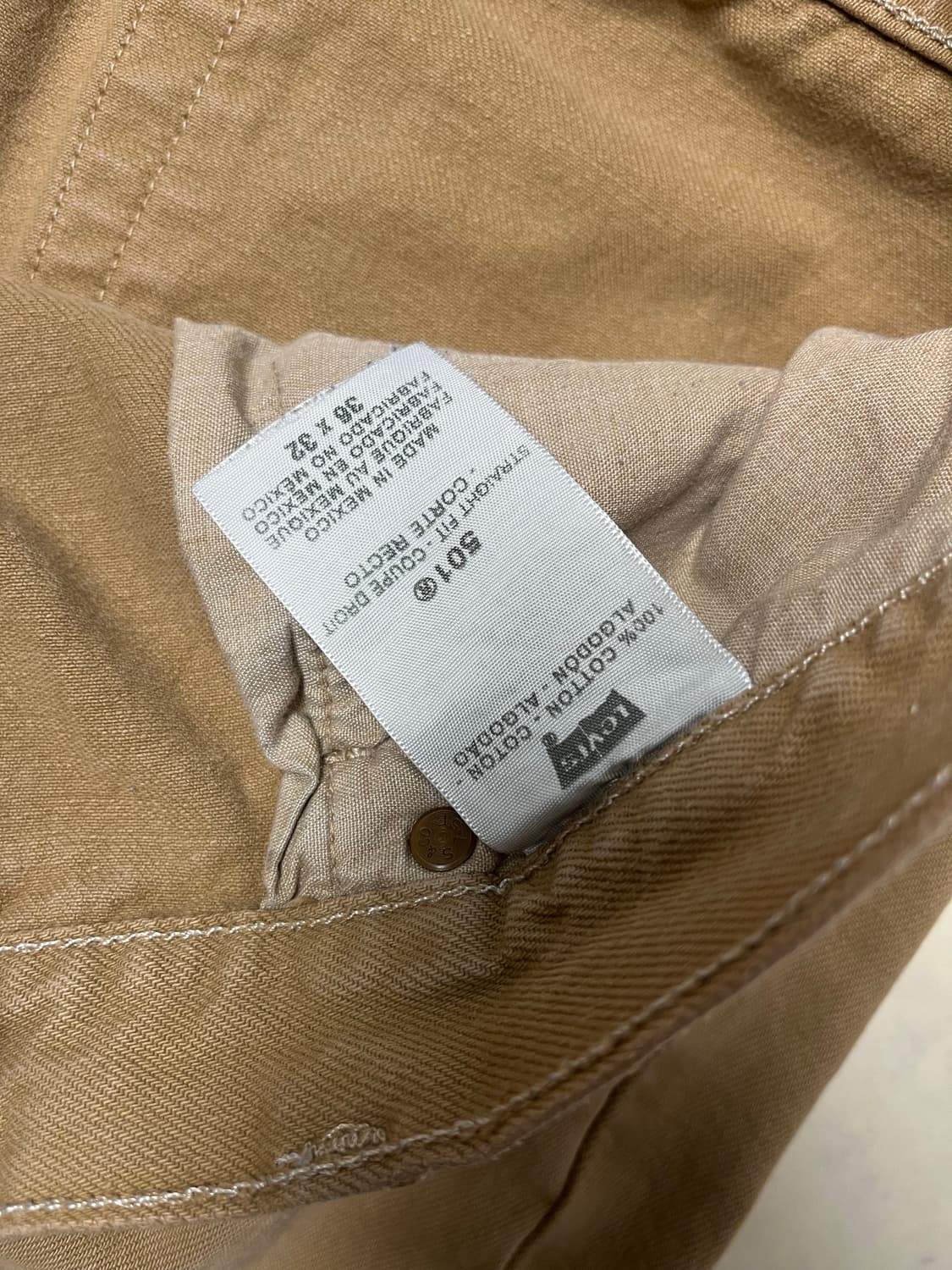 리바이스 501 베이지 면 바지 W36 L32 상품이미지2