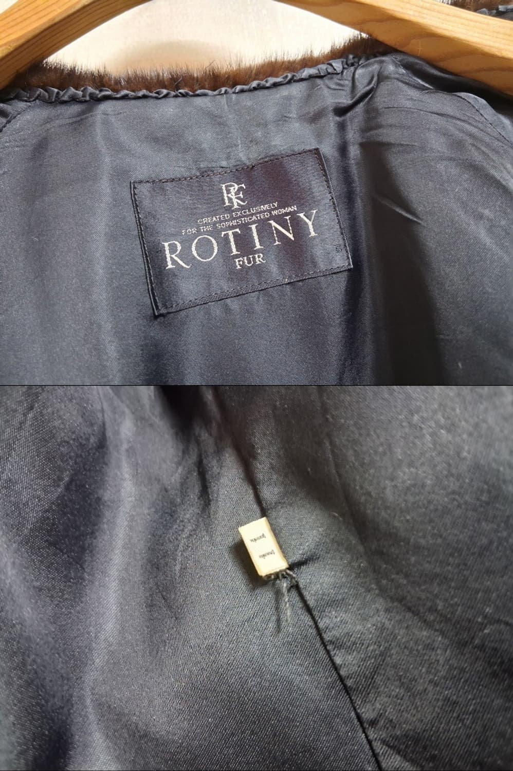 일본구제 ROTINY 밍크하프쟈켓 밍크코트 짙은브라운 검정섞인 66까지 상품이미지8