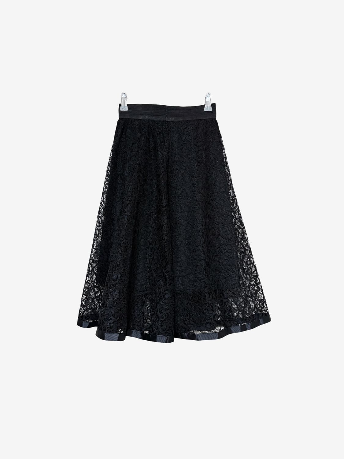 Lace Flare Midi Skirt – Black 상품이미지7
