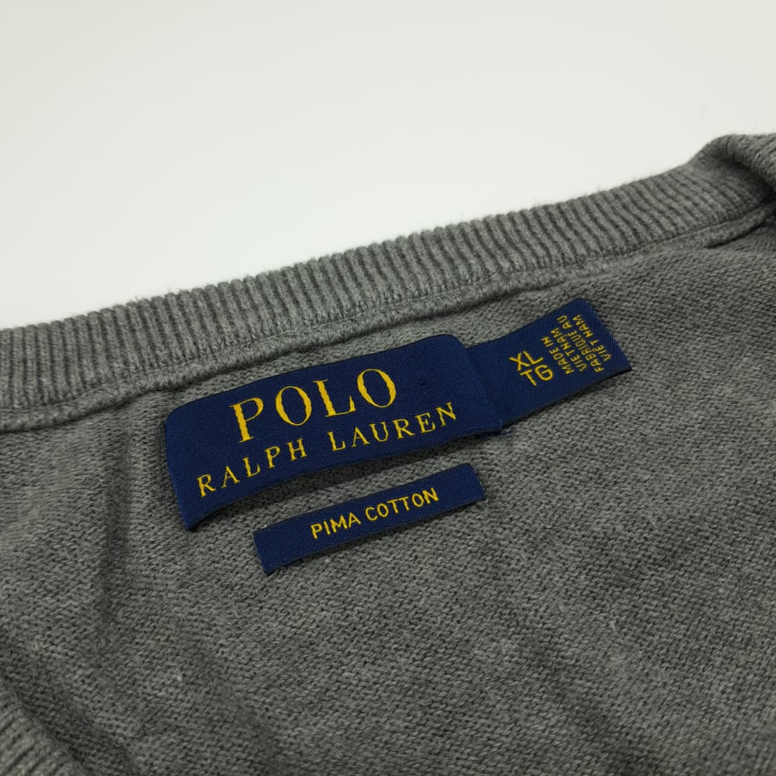 CN868 XL 폴로 랄프로렌 그레이 피마코튼 V넥 긴팔 니트 스웨터 상품이미지4