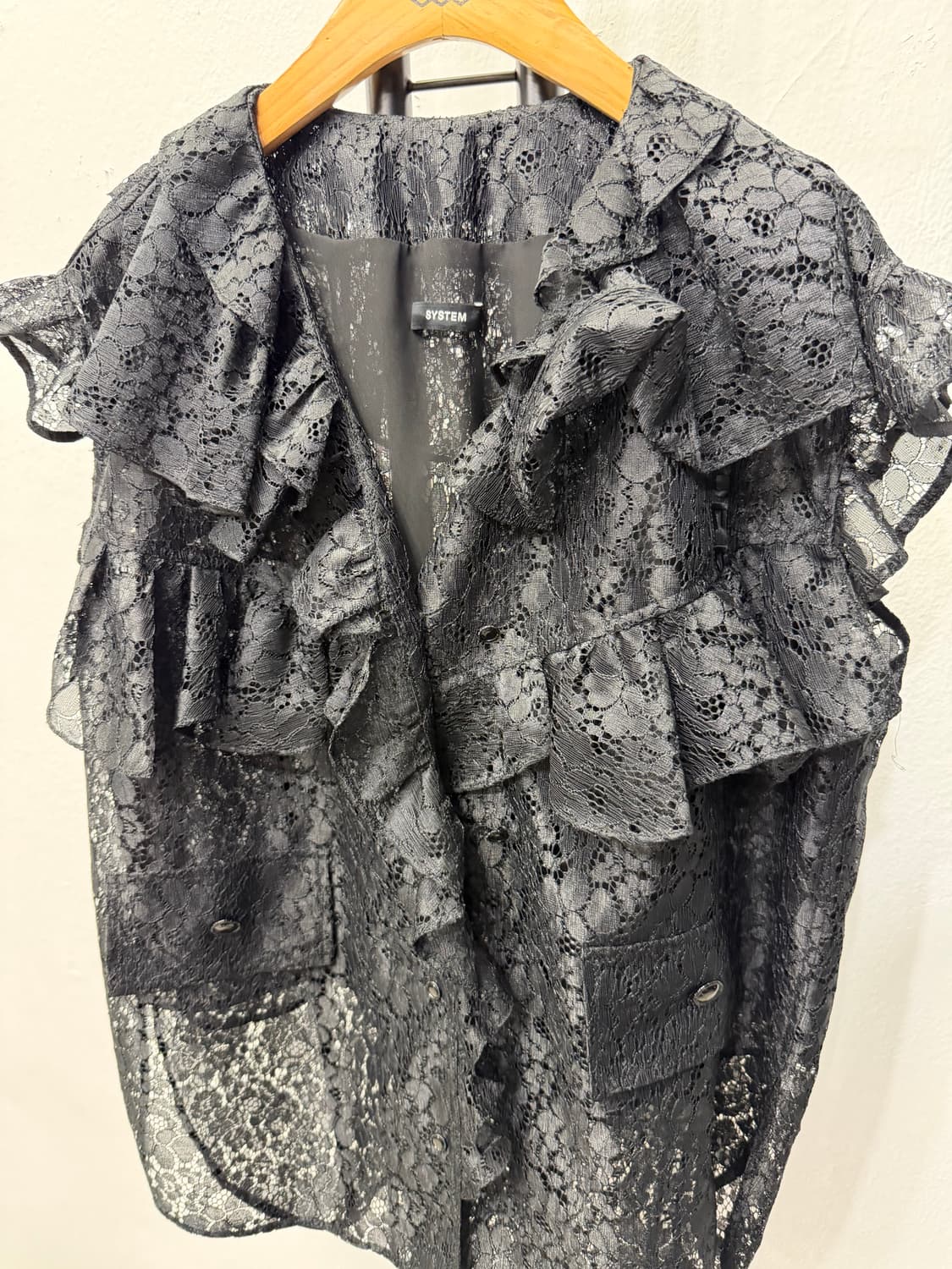 정품) SYSTEM 시스템 한섬 21ss 블랙 레이스 블라우스 82 상품이미지2