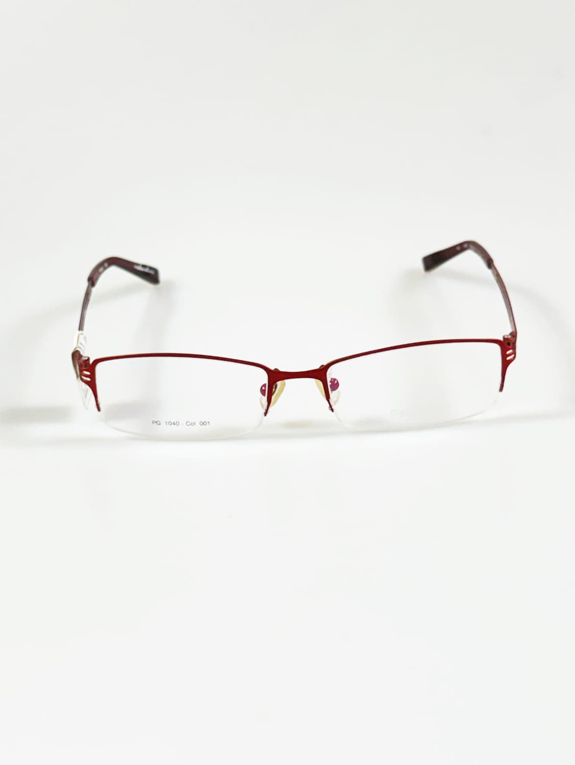 PABLO GILI 버건디 레드 반무테 스퀘어 메탈 빈티지 안경 상품이미지2