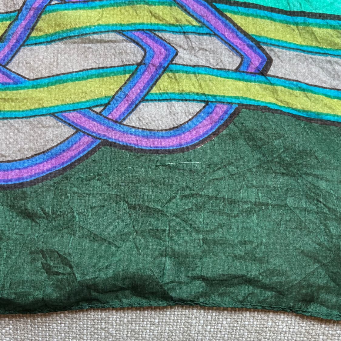 빈치지 패턴 실크 스카프 그린 상품이미지9