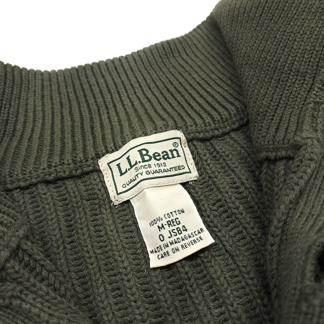 CN941 M 엘엘빈 올리브그린 코튼 헨리넥 긴팔 니트 스웨터 상품이미지4