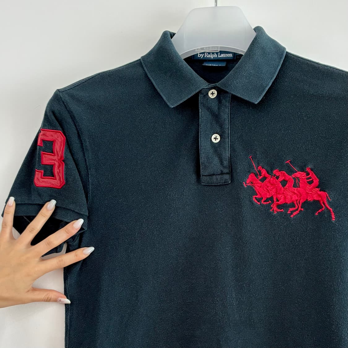 폴로 랄프로렌 레드 빅포니 블랙 카라 반팔 티셔츠 상품이미지4