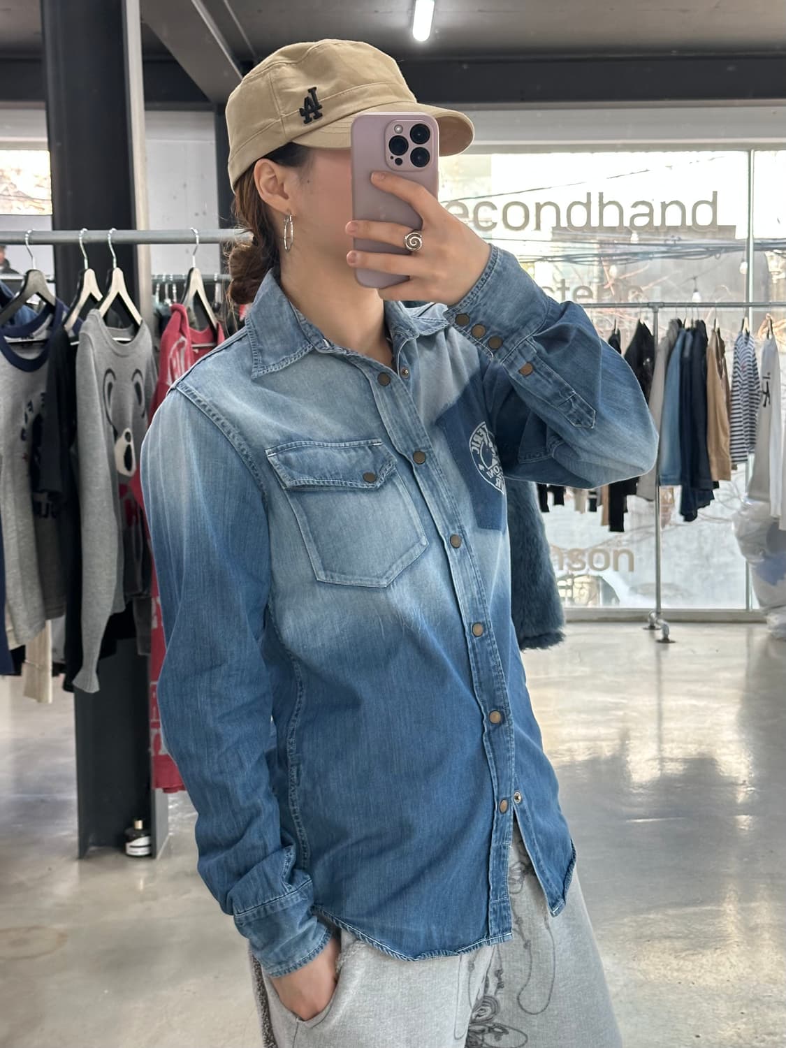 히스테릭글래머 포켓 워시드 데님셔츠 상품이미지2