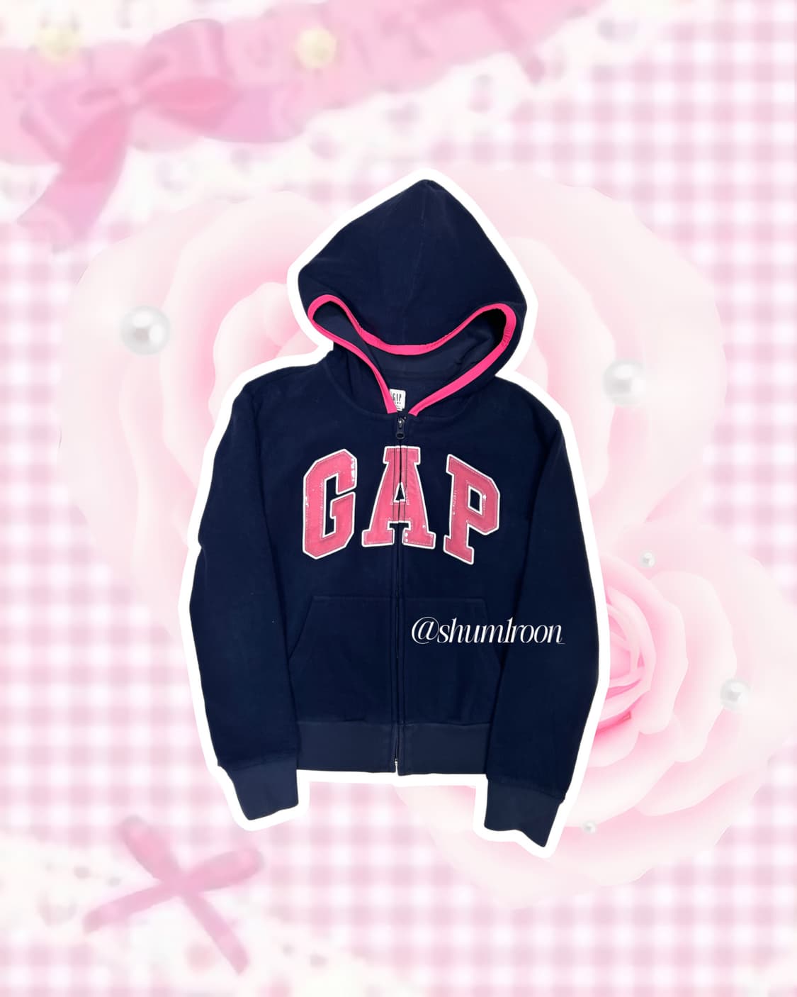 갭 y2k 샤인핑크 후리스 후드집업 상품이미지1