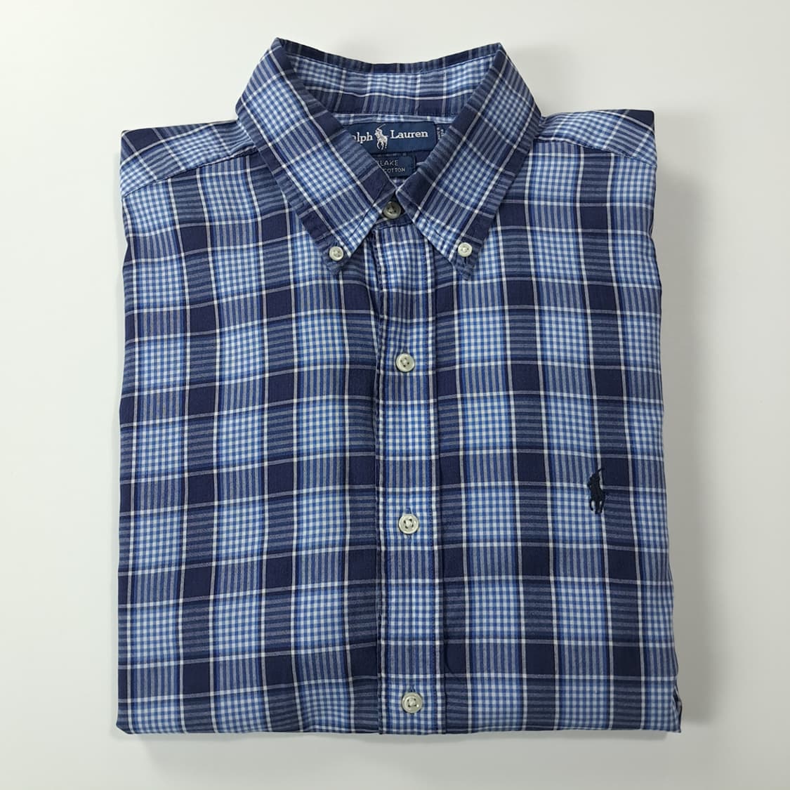 CK275 L 폴로 90s 인도판 클래식 체크 로얄네이비 셔츠 남방 상품이미지7