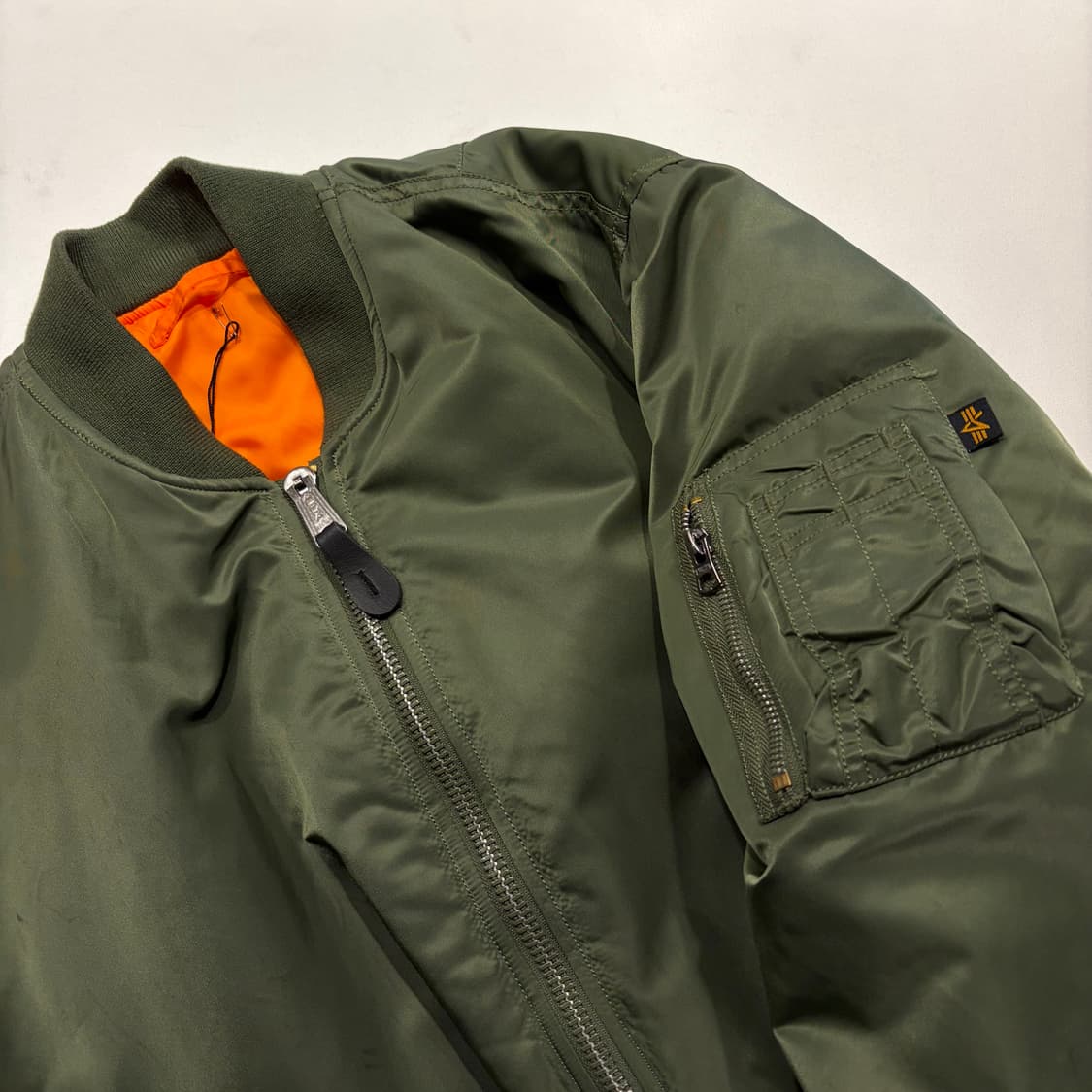 [L] 알파인더스트리 카키 그린 MA-1 항공 점퍼 자켓 C808 상품이미지3