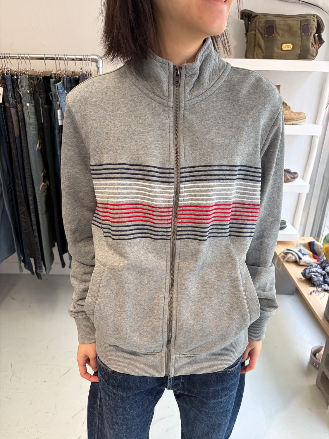 Tommy Hilfiger 그레이 스트라이프 집업 트랙 자켓 상품이미지1