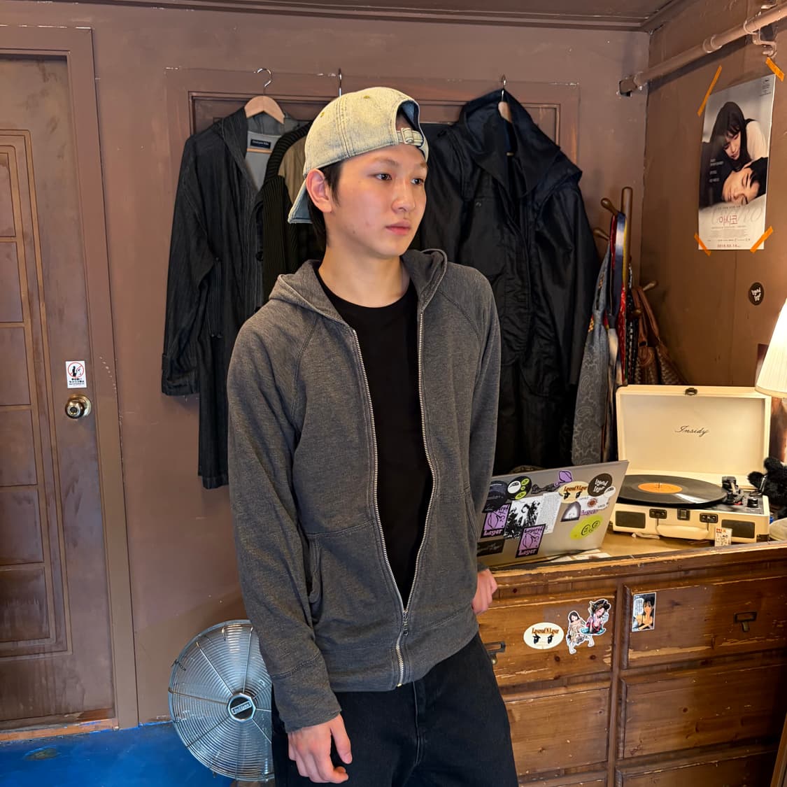 BEAMS 더블페이스 빈티지 그레이 후드집업 상품이미지1