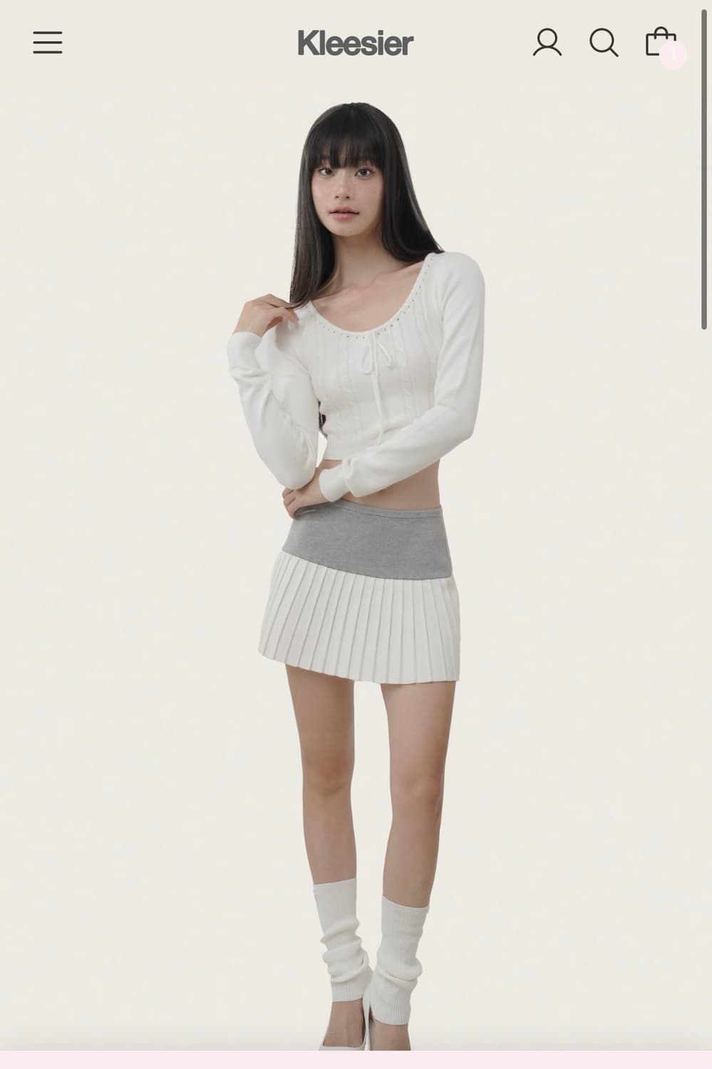 클리시어 츄로 니트 스커트 Churro knit pleated skirt 상품이미지1