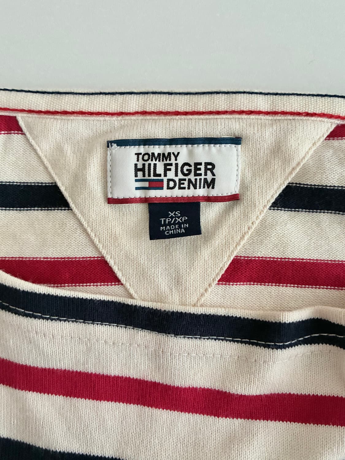 XS) 타미힐피거 스트라이프 티셔츠 베이지 상품이미지4