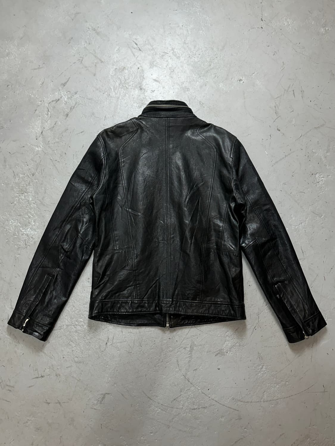 Unknown 더블짚 빈티지 레더 자켓 상품이미지4