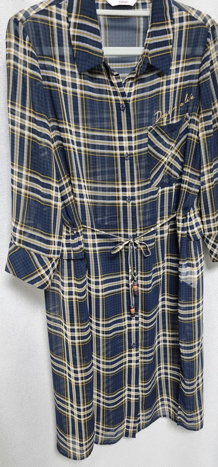 ZISHEN 지센 체크 시스루 롱셔츠(90) 상품이미지6