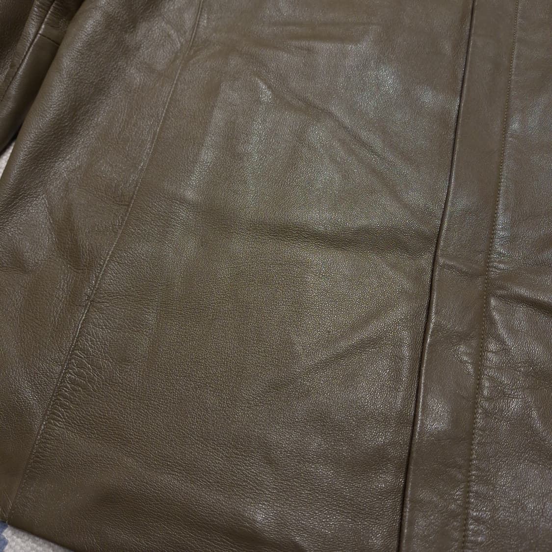 WINDY CLUB 카키 아메카지 심플 카라넥 양가죽 램스킨 가죽자켓 L 상품이미지10