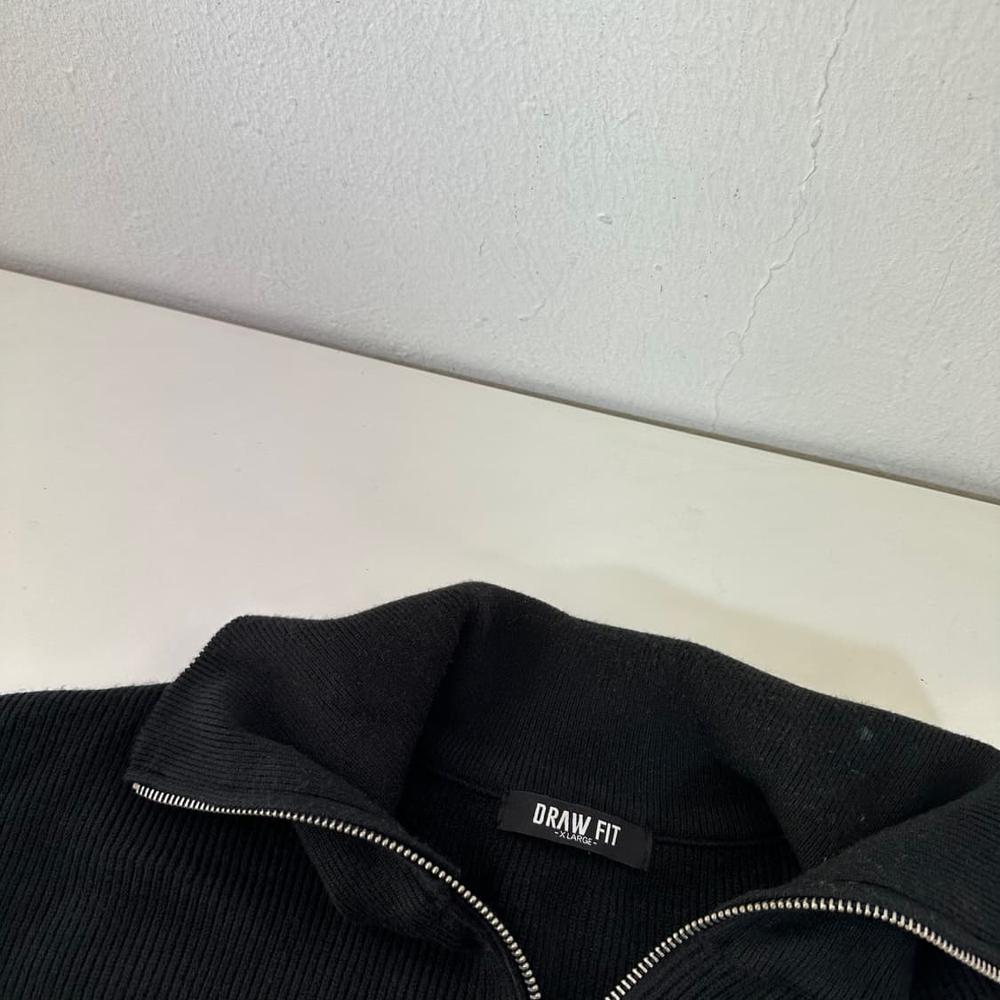 XL 드로우핏 블랙 오버핏 반집업니트 상품이미지2