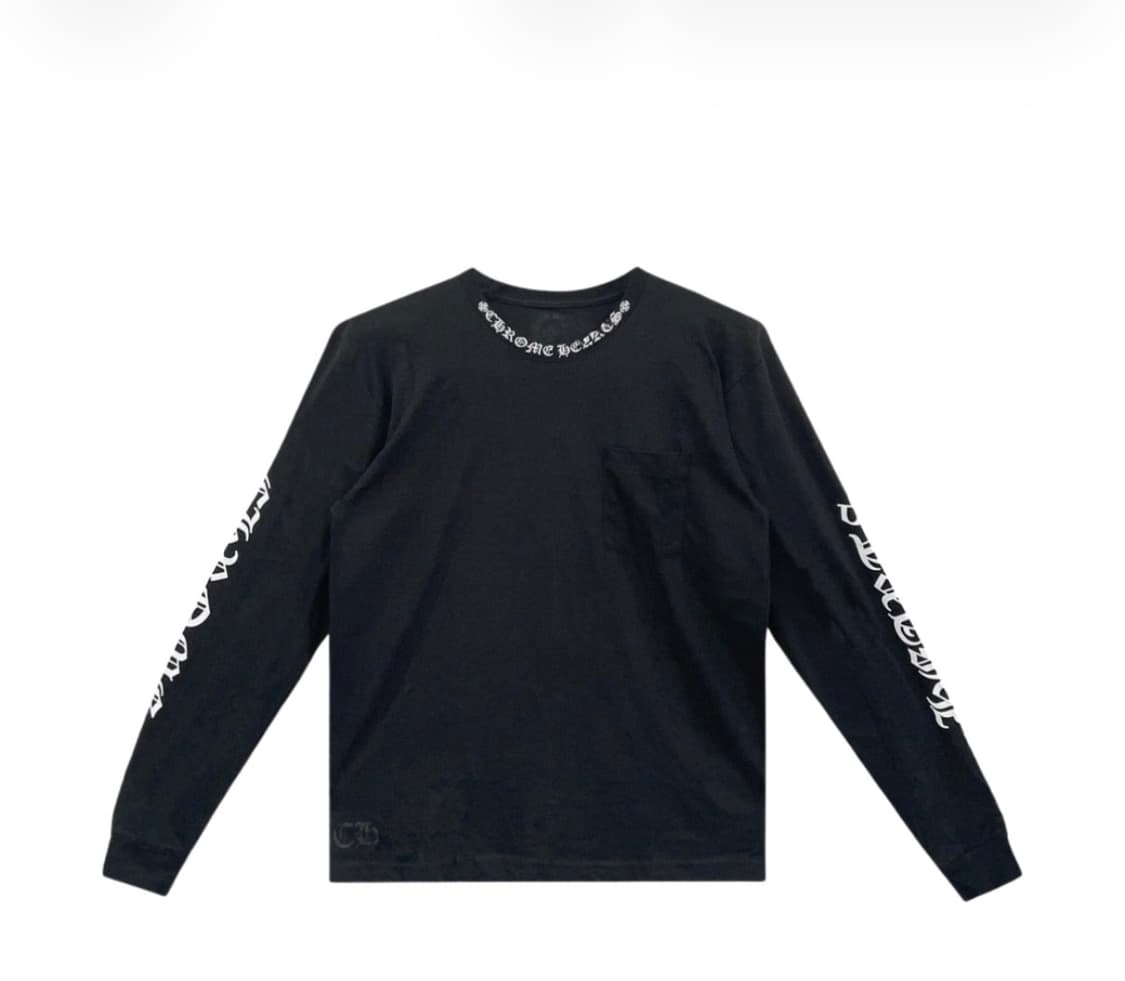 크롬하츠 넥 스크립트 로고 포켓 롱슬리브 블랙L 상품이미지1