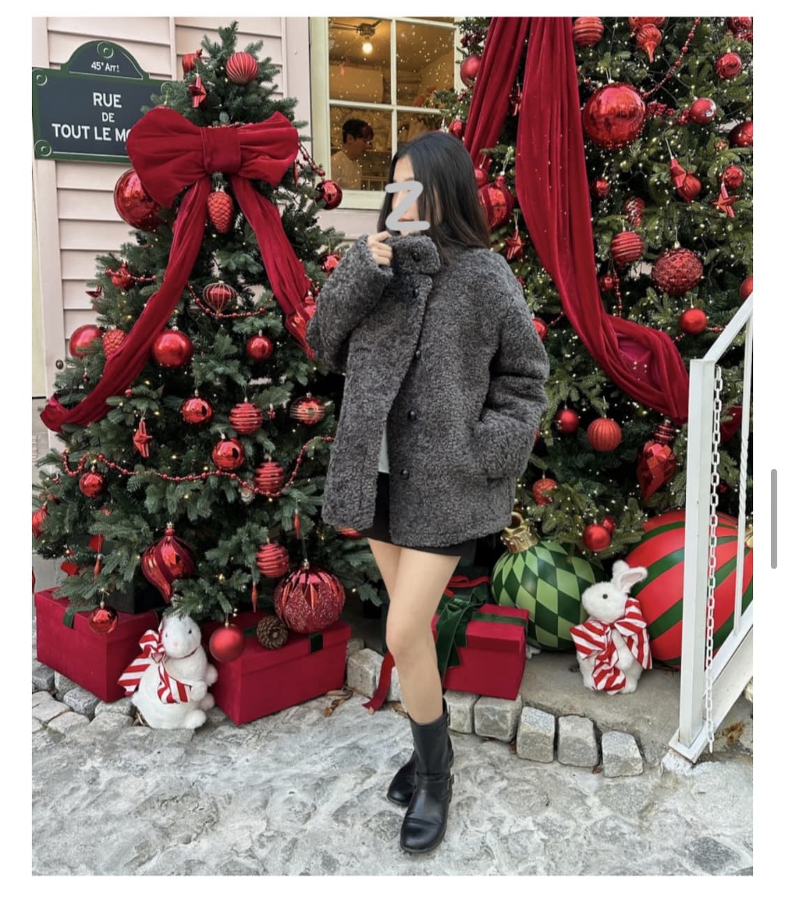 지그재그 코스모먼츠 퍼밍 하이넥 양털 오버핏 하프 퍼자켓 상품이미지2