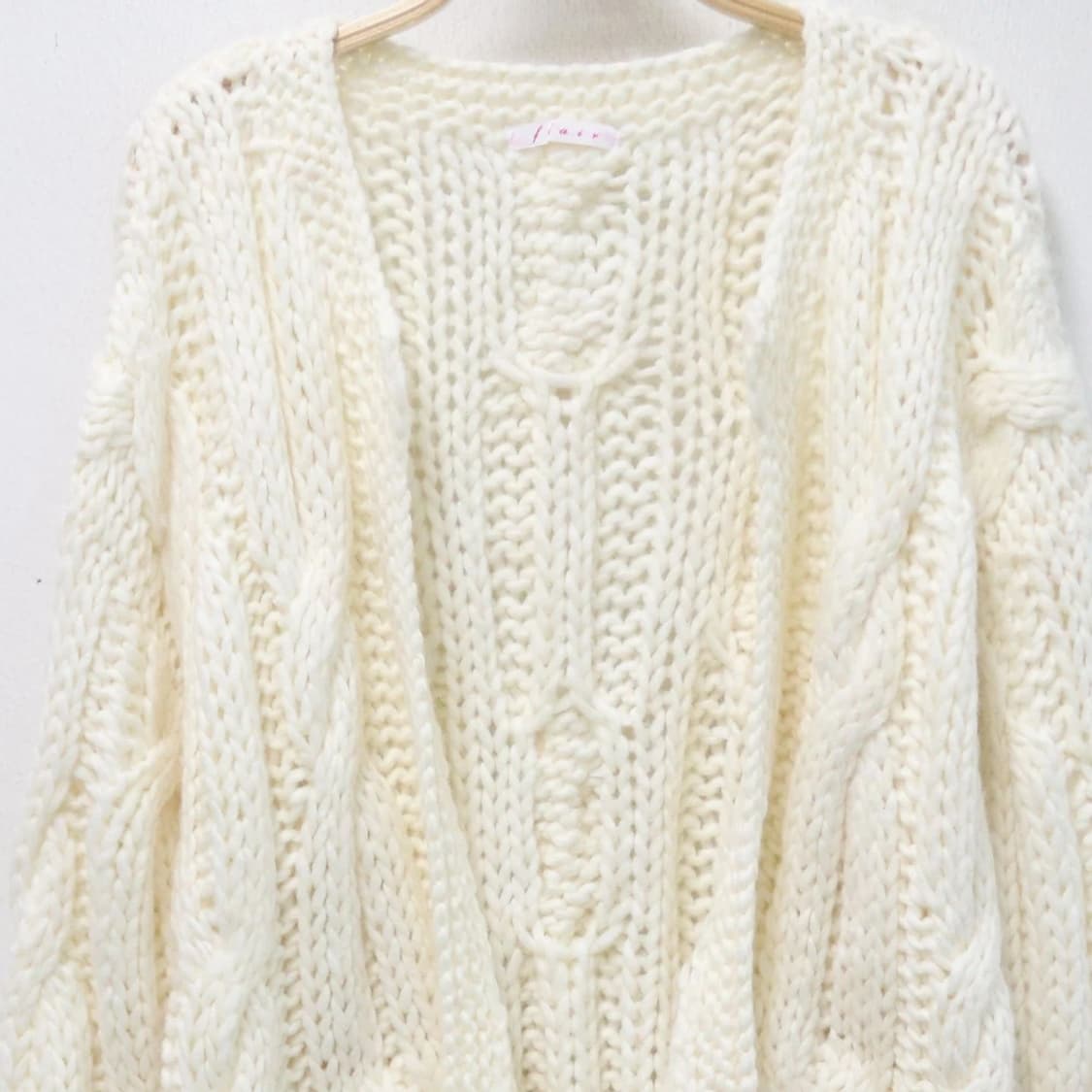 FLAIR 히메갸루 울 혼방 꽈배기 가디건 63057 상품이미지5