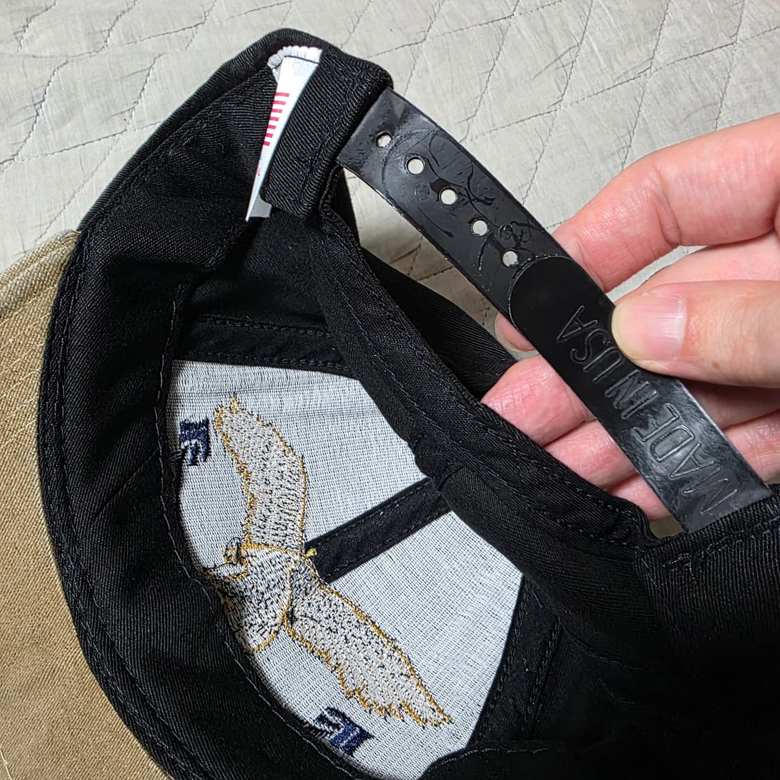 [OS] 빈티지 NRA 골든 이글 6패널 스냅백 투톤 블랙/베이지 상품이미지5