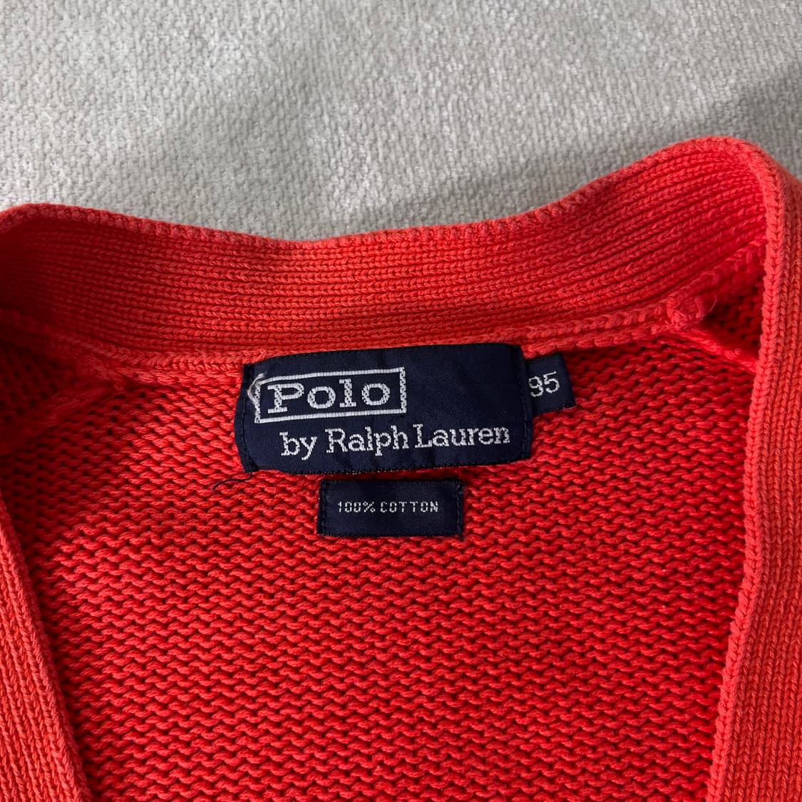 100 폴로랄프로렌 90s 신한인터네셔널 주황 가디건 상품이미지4