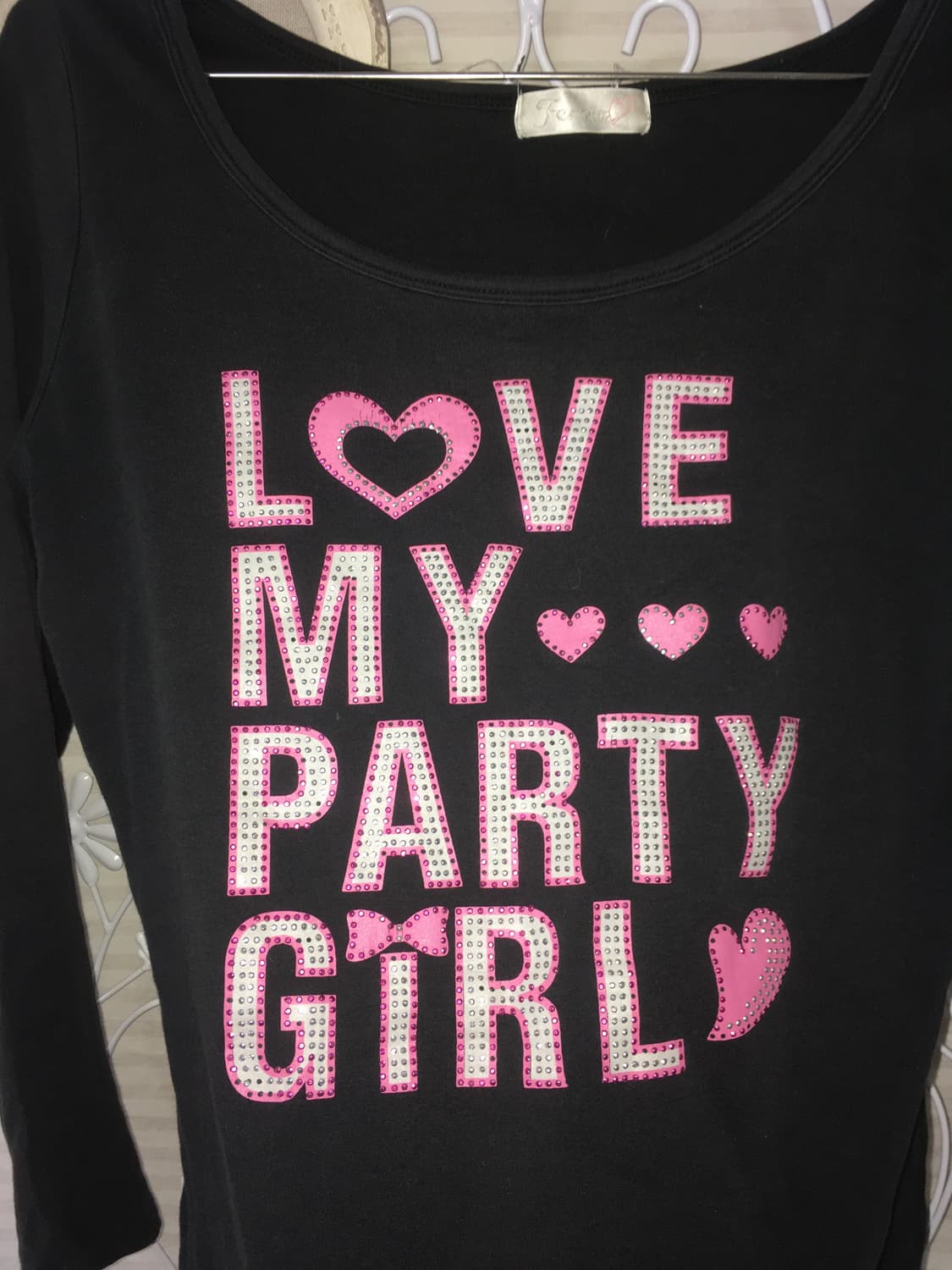 일본빈티지 펑크 블랙 리본큐빅 티셔츠 상품이미지5