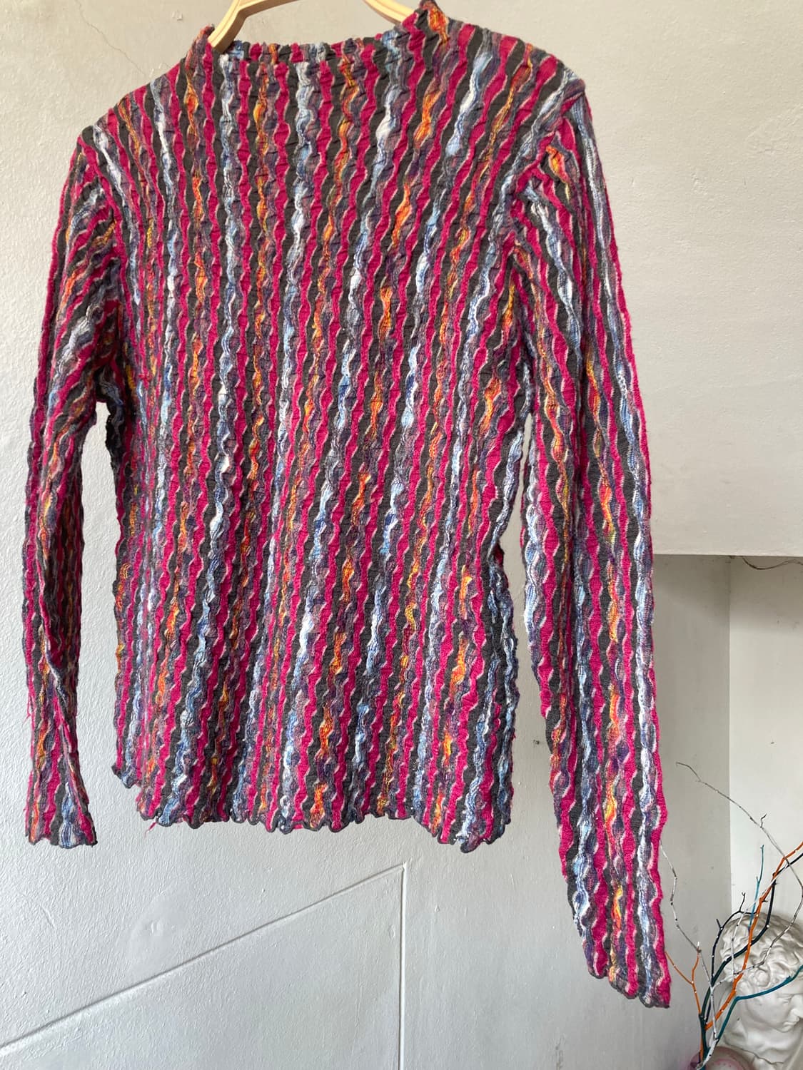 베이직 직조 긴팔 컬러믹스 케이블 니트 상품이미지3