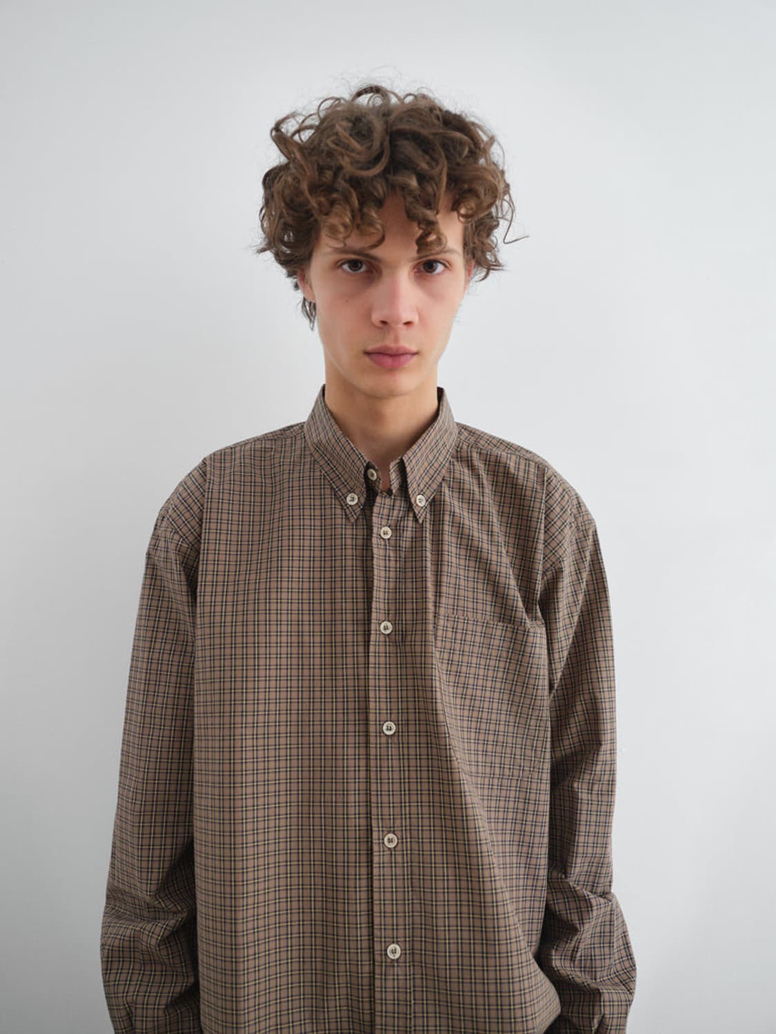 [S,M,XL]기마구아스 Evan 체크 셔츠/브라운 상품이미지1