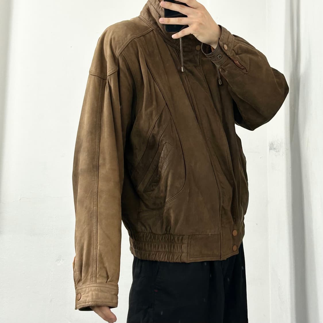 H.B Leather 90s 하이넥 소가죽 봄버 자켓 상품이미지4