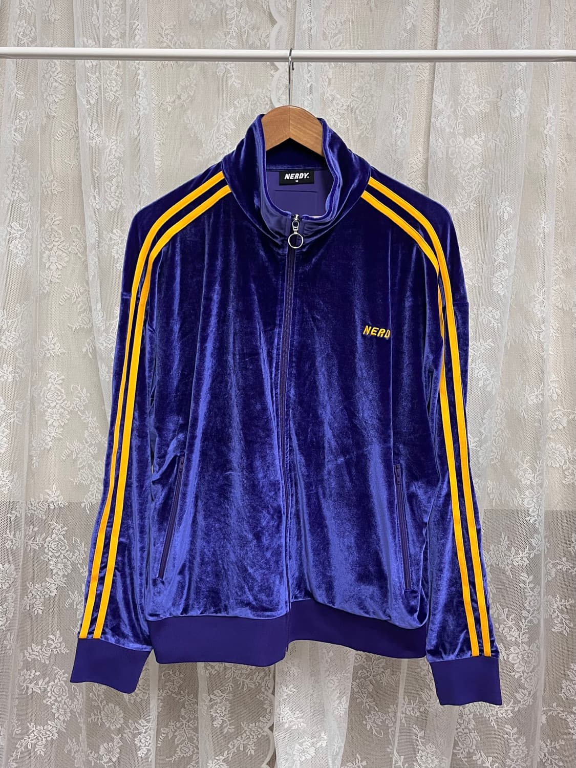 M) 널디 벨벳 트랙탑 져지 퍼플 상품이미지1