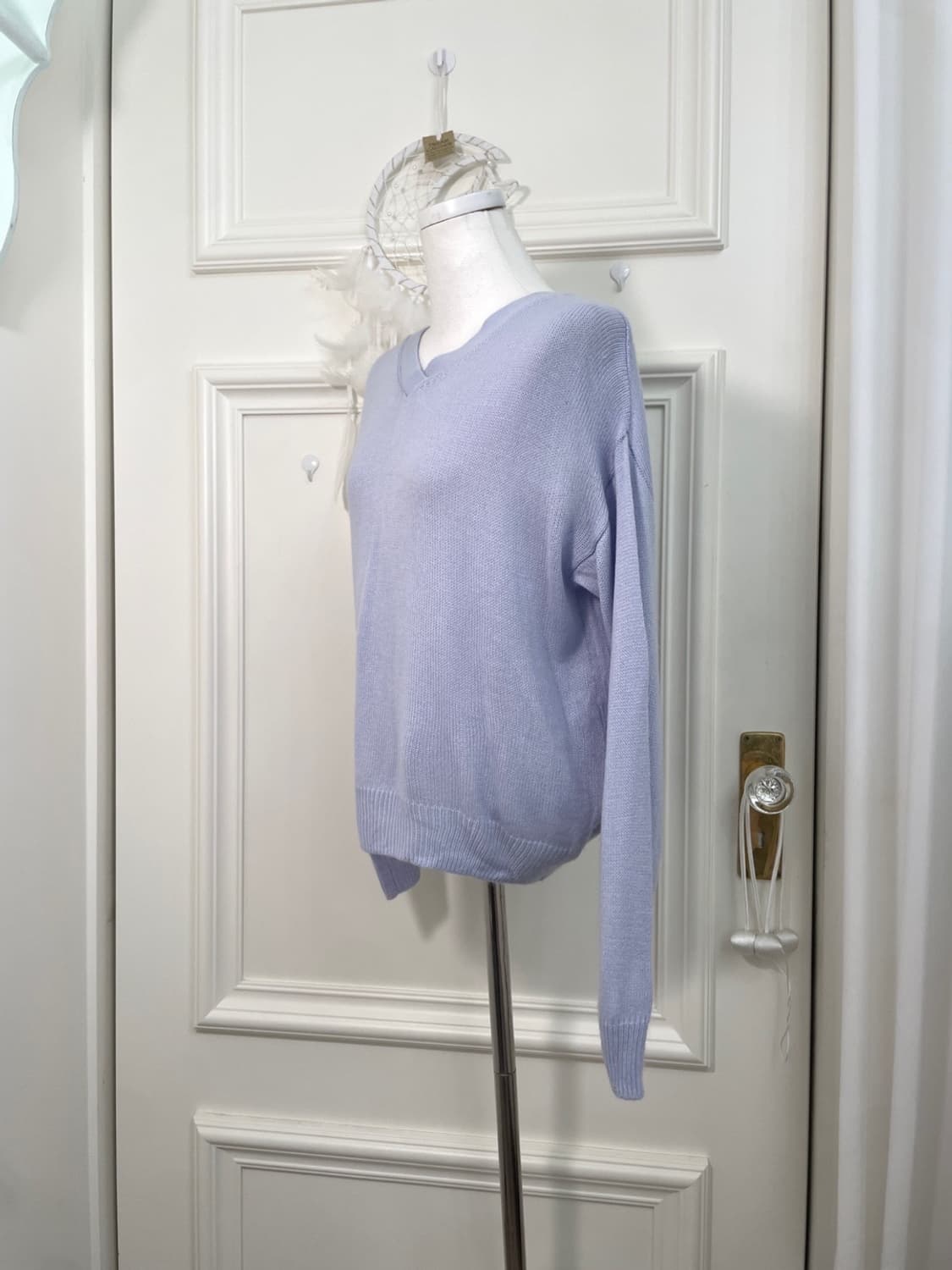 blueberry v-neck back button knit top 상품이미지2