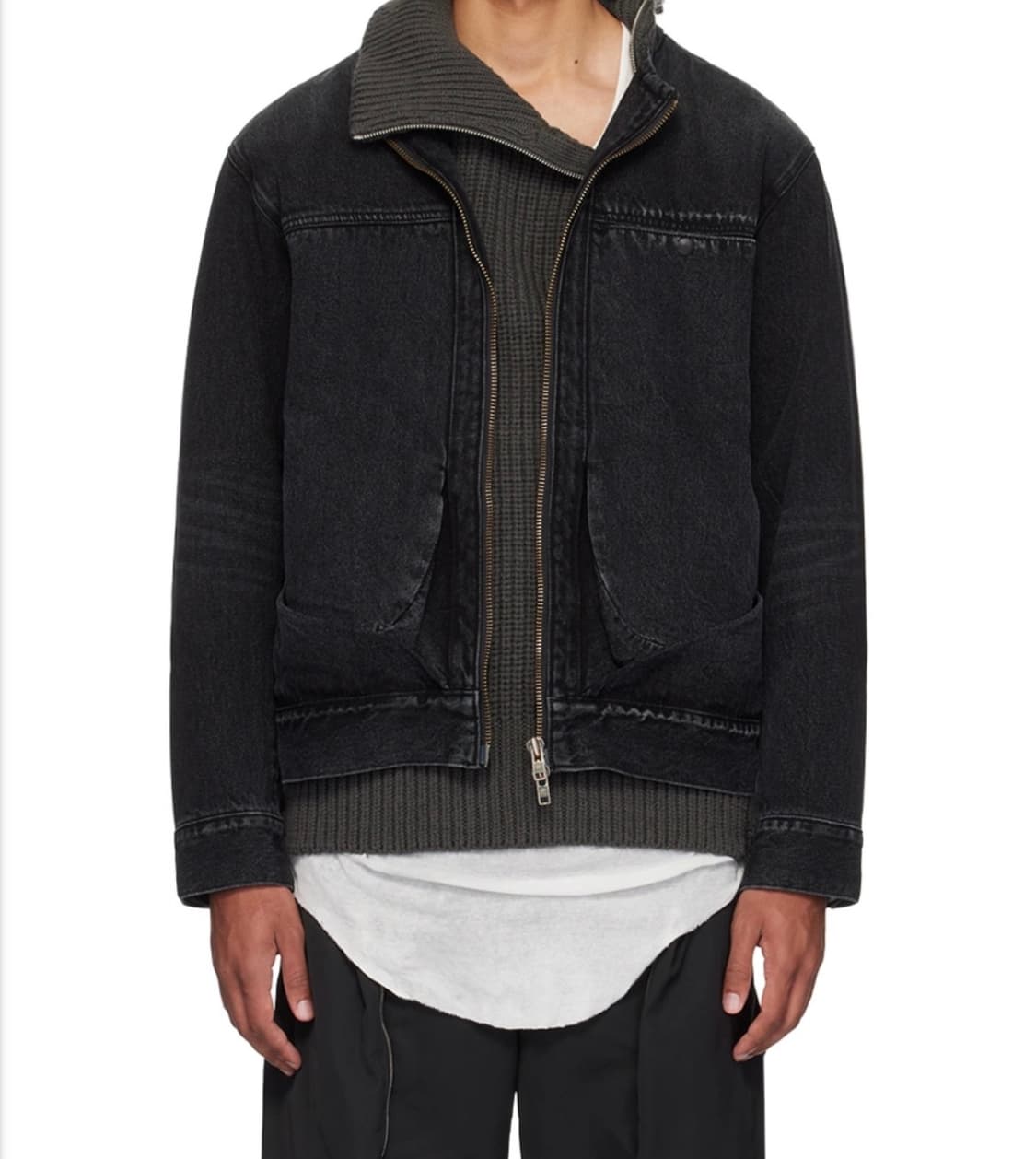 [L] 지용킴 드레이프 포켓 데님 자켓 블랙 상품이미지1