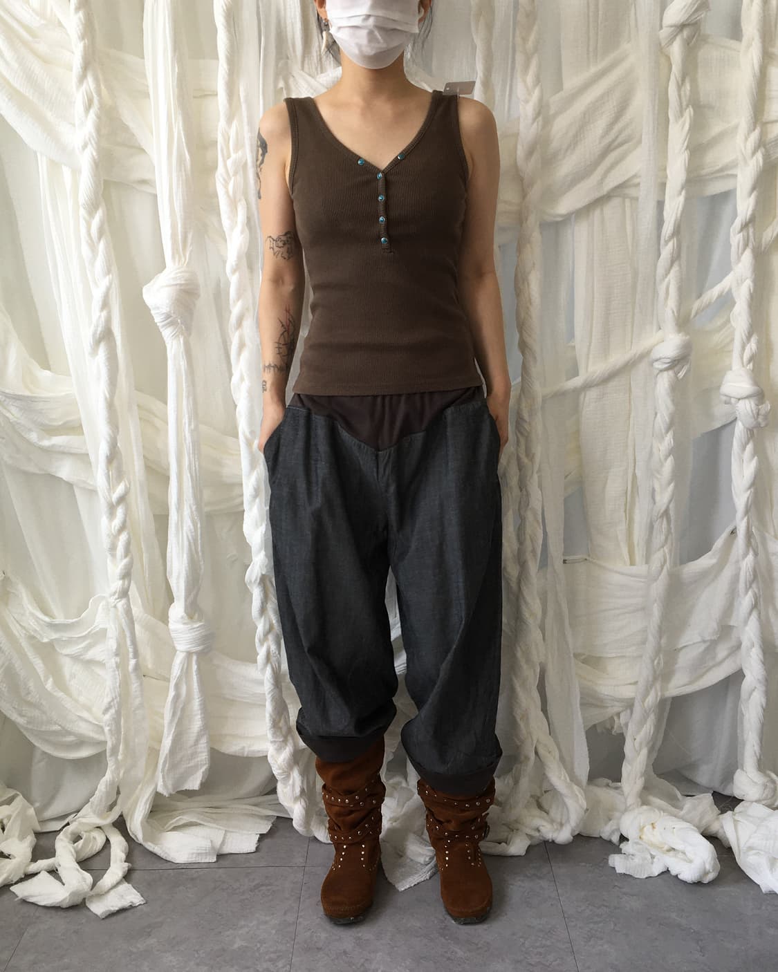 Henry neck ribbed sleeveless 상품이미지4