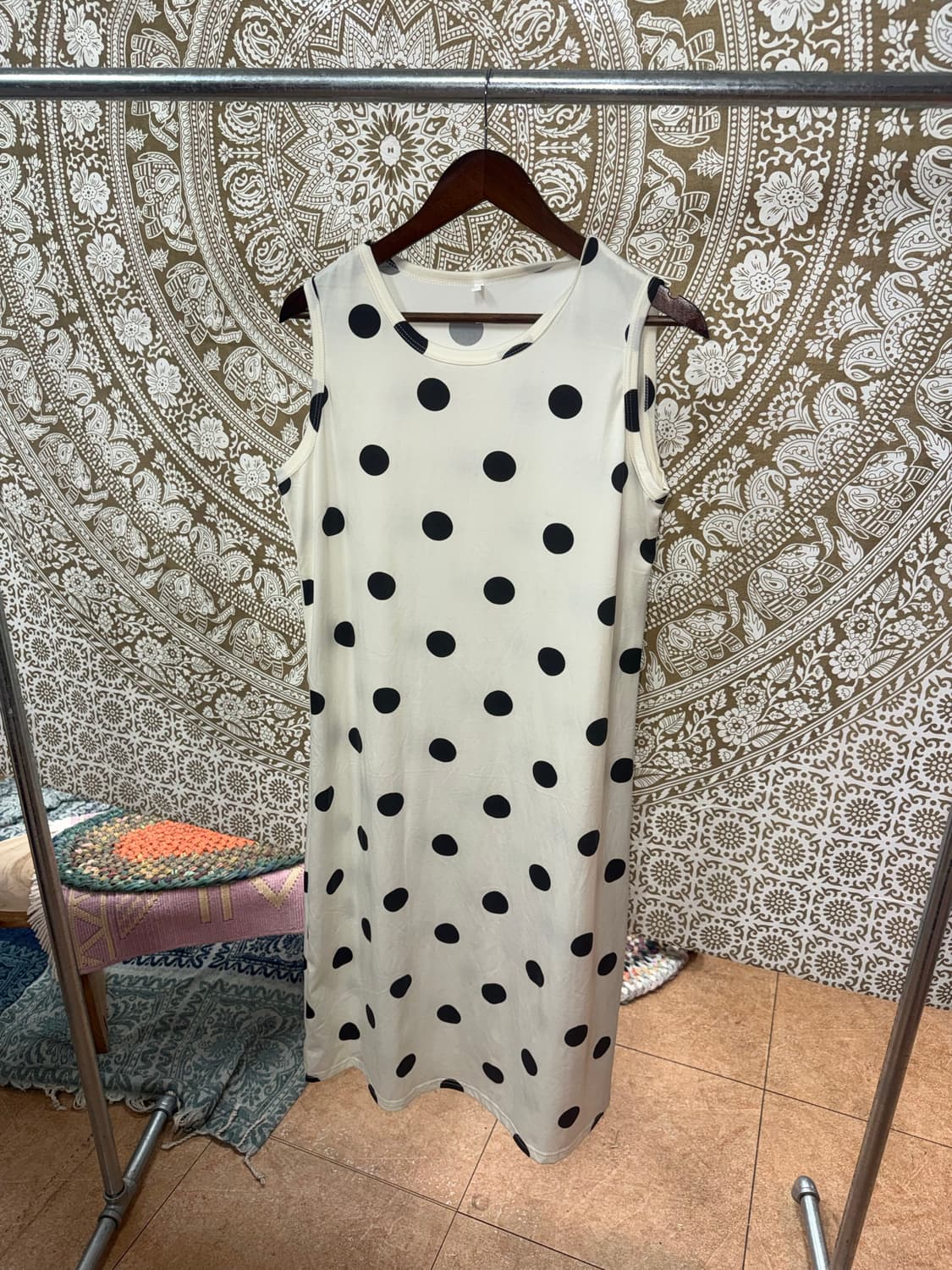 빈티지 여성 도트 민소매 원피스 상품이미지2