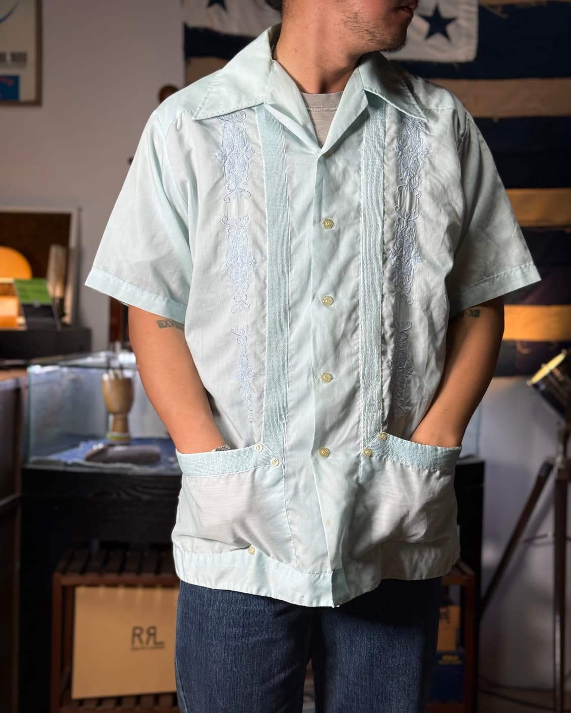 70-80's Revgo 구아야베라 셔츠 L 상품이미지7