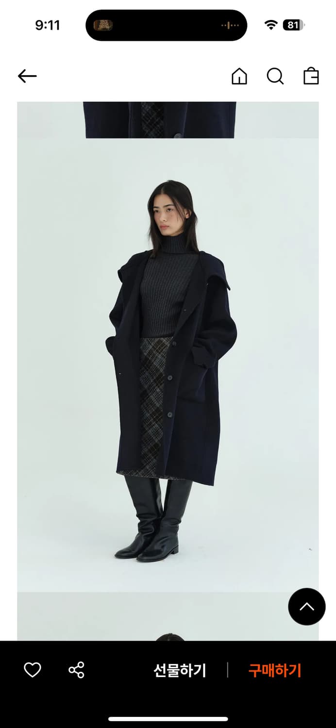 ORE 오어 캐시울 핸드메이드 후드 코트 블랙 1회착 상품이미지3