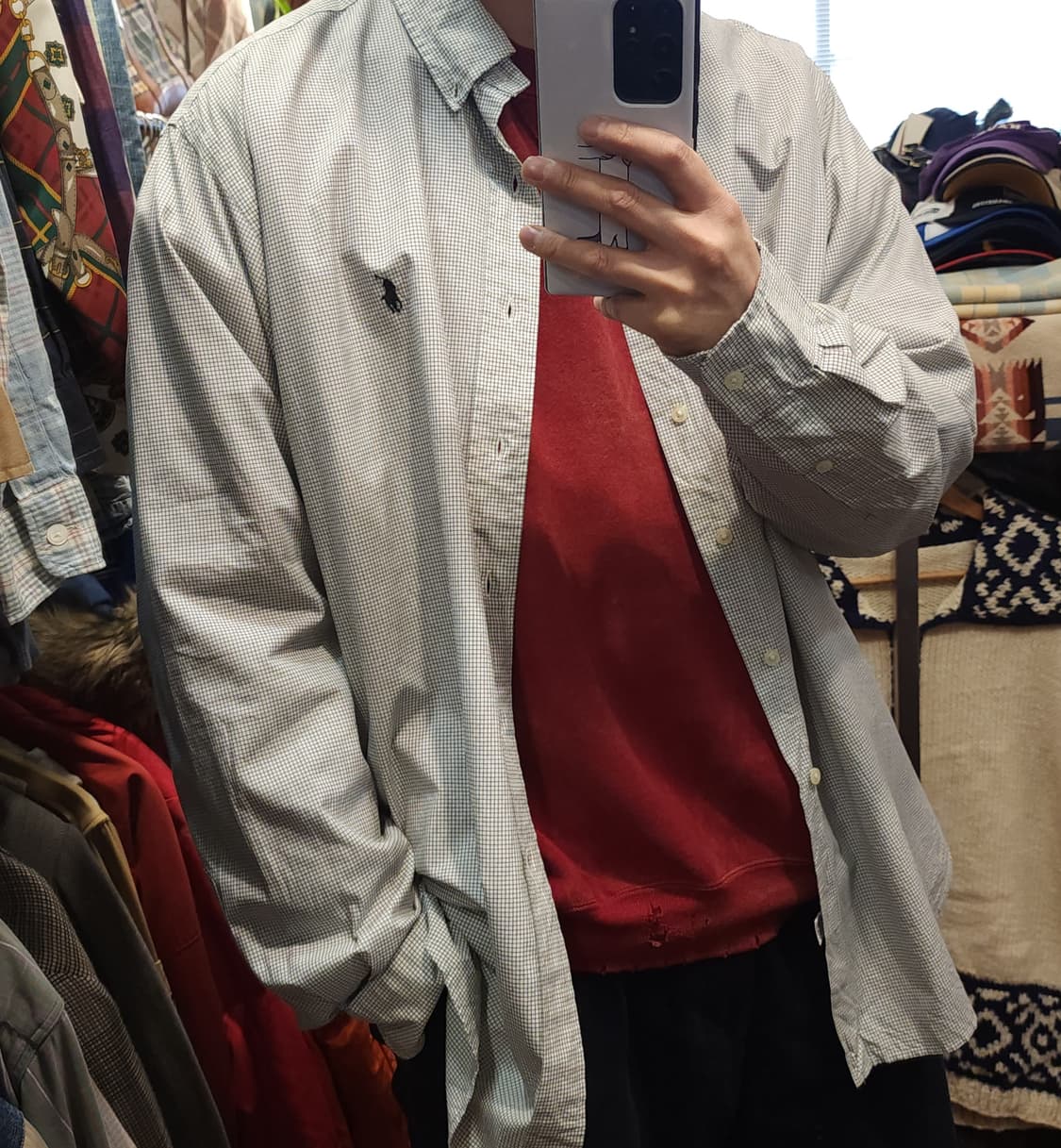 90s 폴로 랄프로렌 체크셔츠 시티보이 셔츠 유니버시티 xxl 상품이미지8